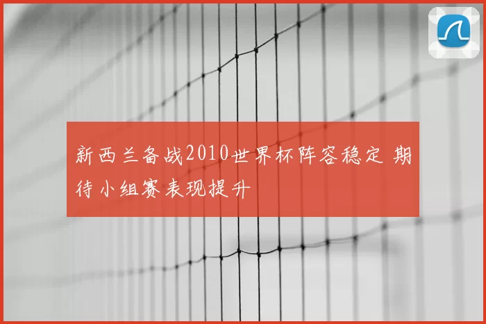新西兰备战2010世界杯阵容稳定 期待小组赛表现提升